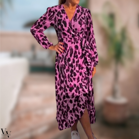 Elena™ | Leopard V-Neck Dress