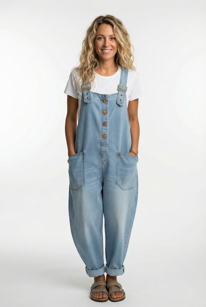 Noelia™ - Versatile Adjustable Buckle Denim Overalls