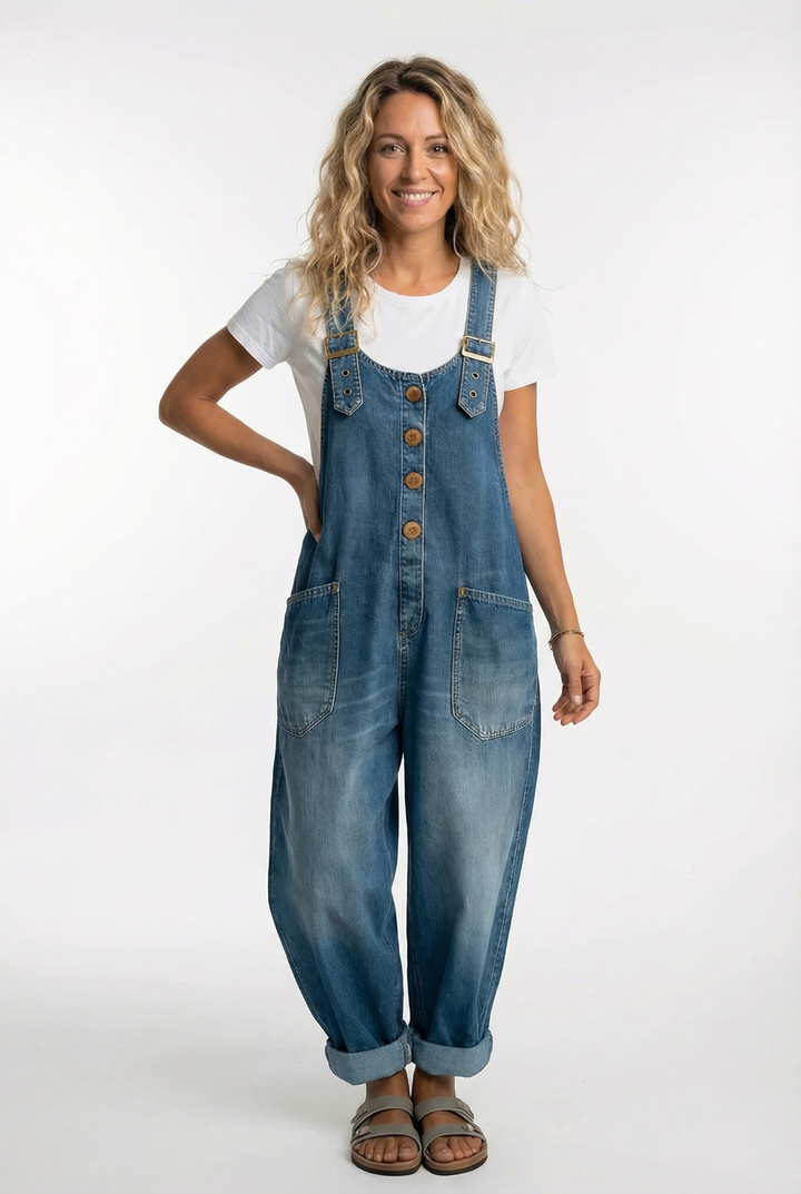 Noelia™ - Versatile Adjustable Buckle Denim Overalls