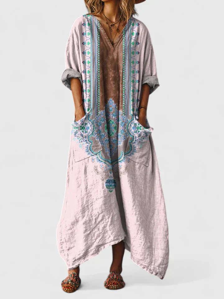 Indra | Women's V-Neck Maxi Dress with Pockets