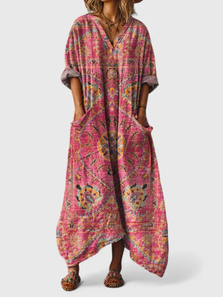 Indra | Women's V-Neck Maxi Dress with Pockets