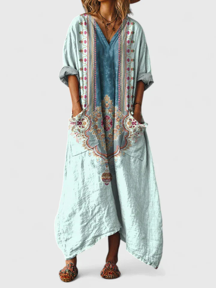 Indra | Women's V-Neck Maxi Dress with Pockets