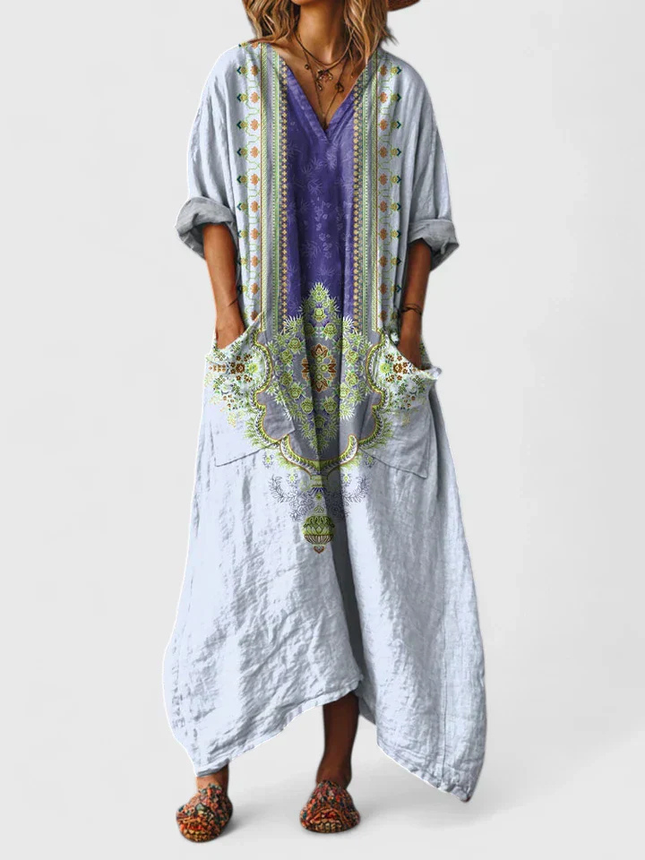 Indra | Women's V-Neck Maxi Dress with Pockets