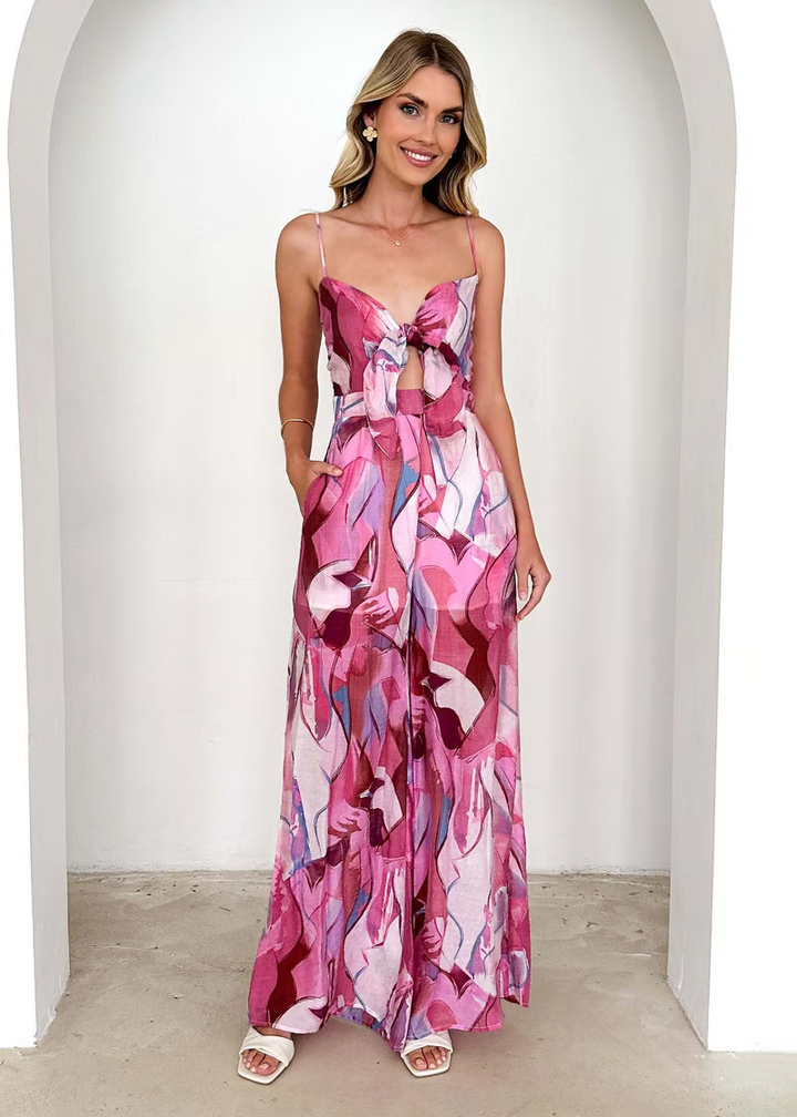 Isadora | Damen Ärmelloser Cut-Out Jumpsuit mit Taschen