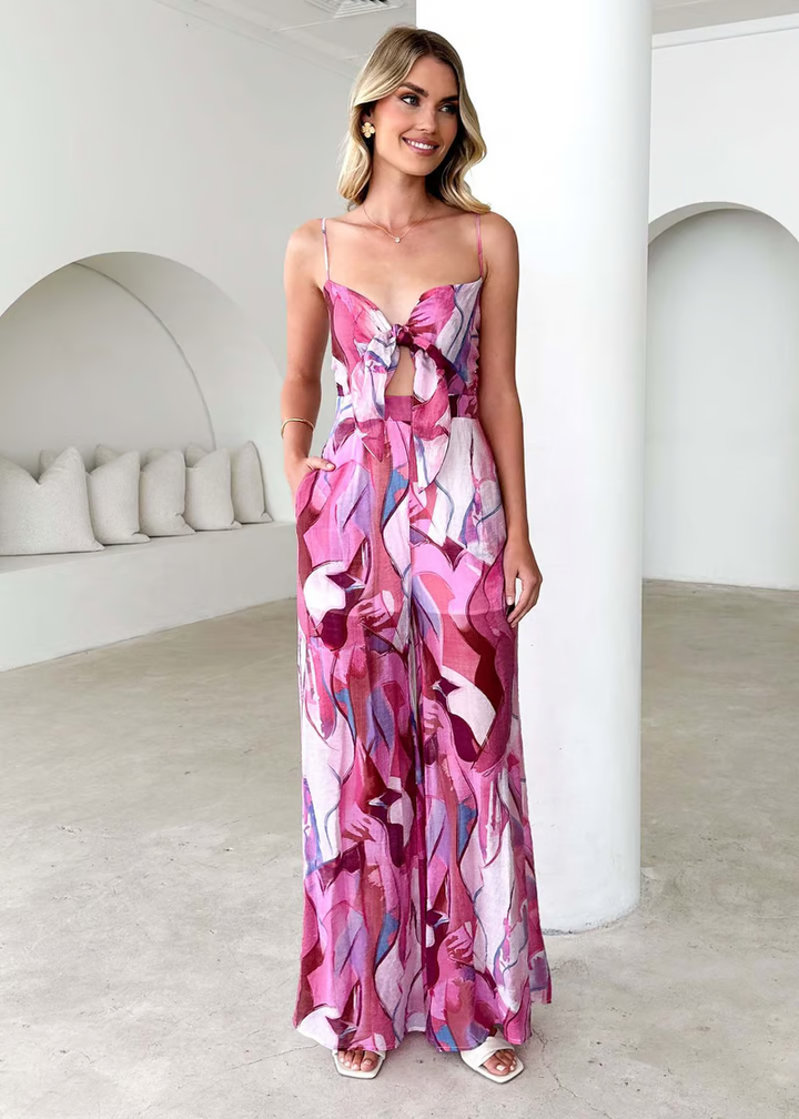 Isadora | Damen Ärmelloser Cut-Out Jumpsuit mit Taschen