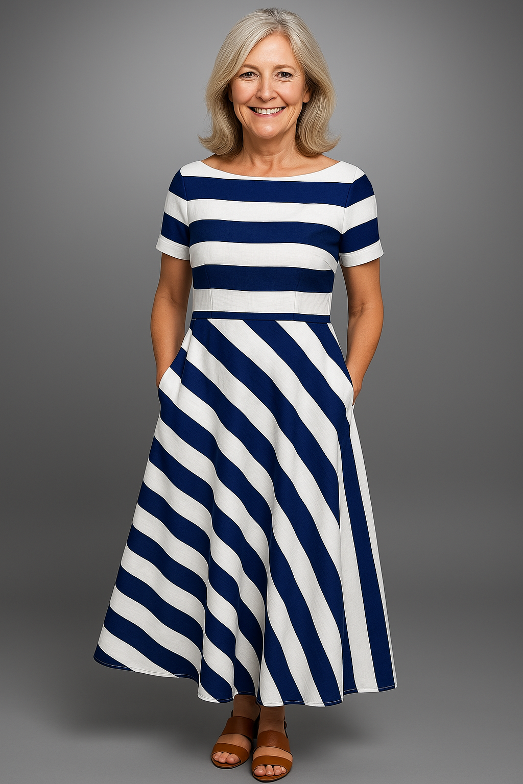 Natalia | Long Striped Dress, Handmade