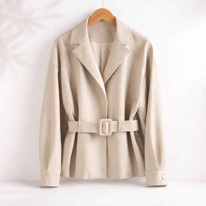 Women's jacket with belt, long sleeve