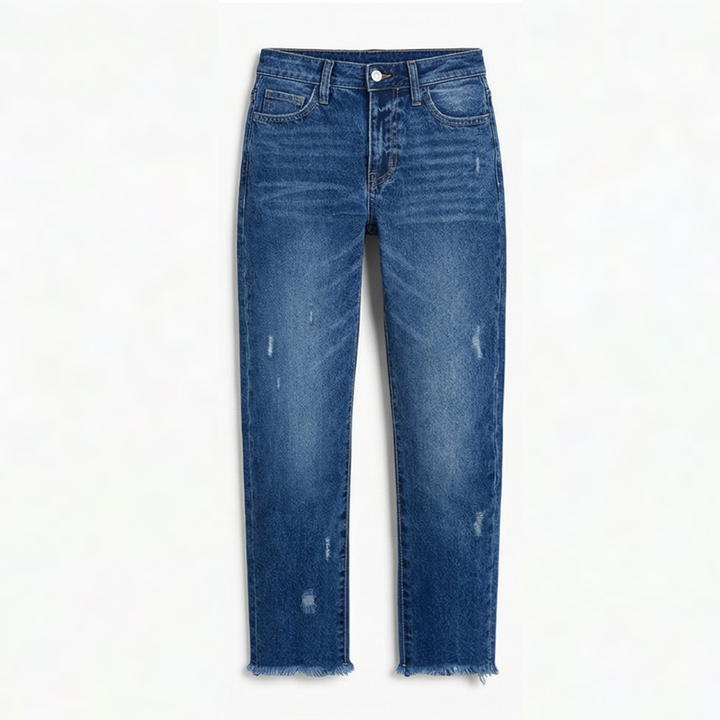 Vivara™ – Vintage-inspired, cropped straight-leg jeans with fringe