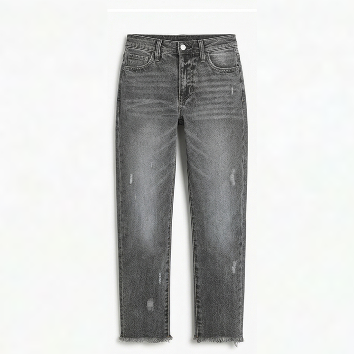 Vivara™ – Vintage-inspired, cropped straight-leg jeans with fringe