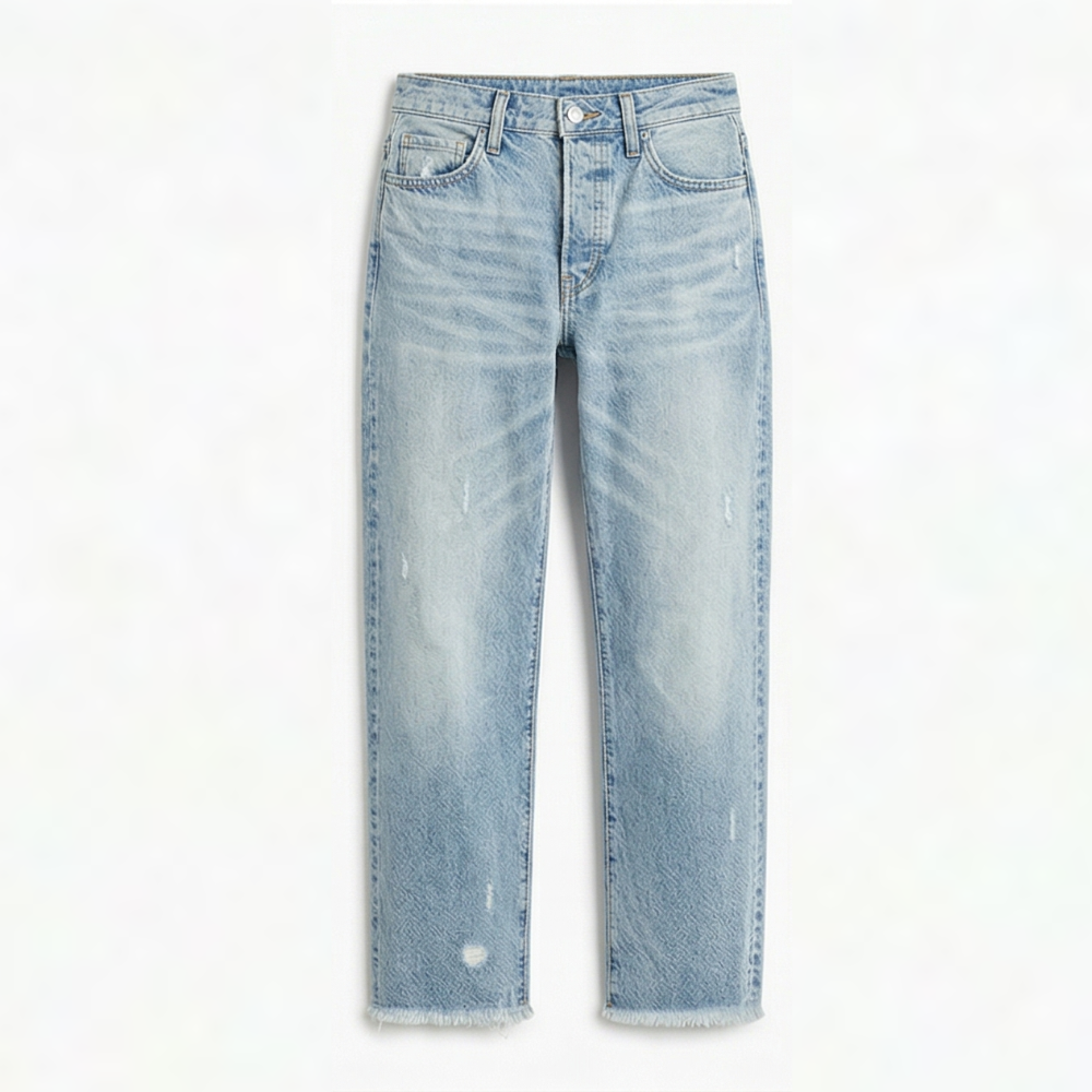Vivara™ – Vintage-inspired, cropped straight-leg jeans with fringe