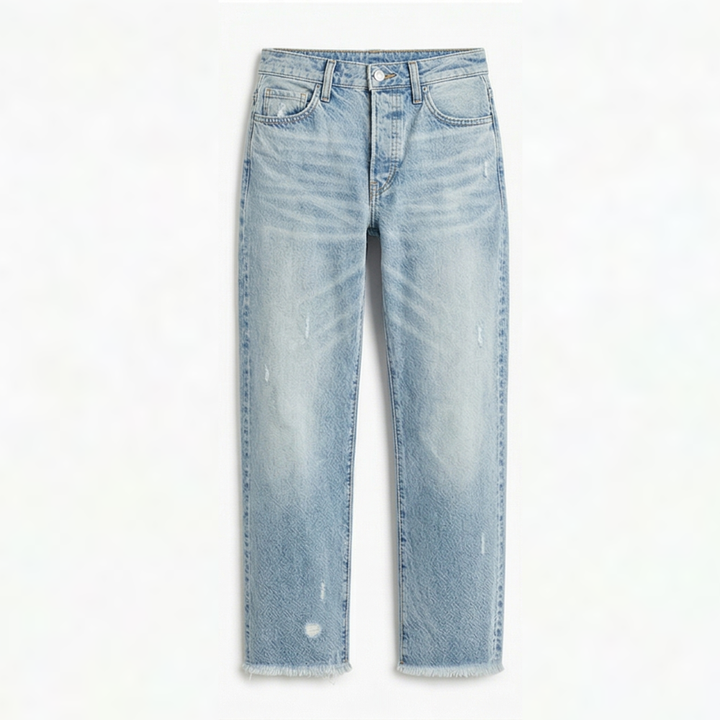 Vivara™ – Vintage-inspired, cropped straight-leg jeans with fringe