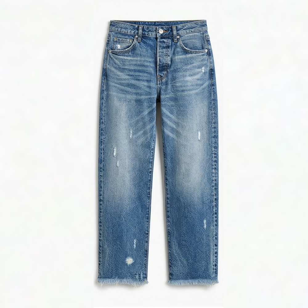 Vivara™ – Vintage-inspired, cropped straight-leg jeans with fringe