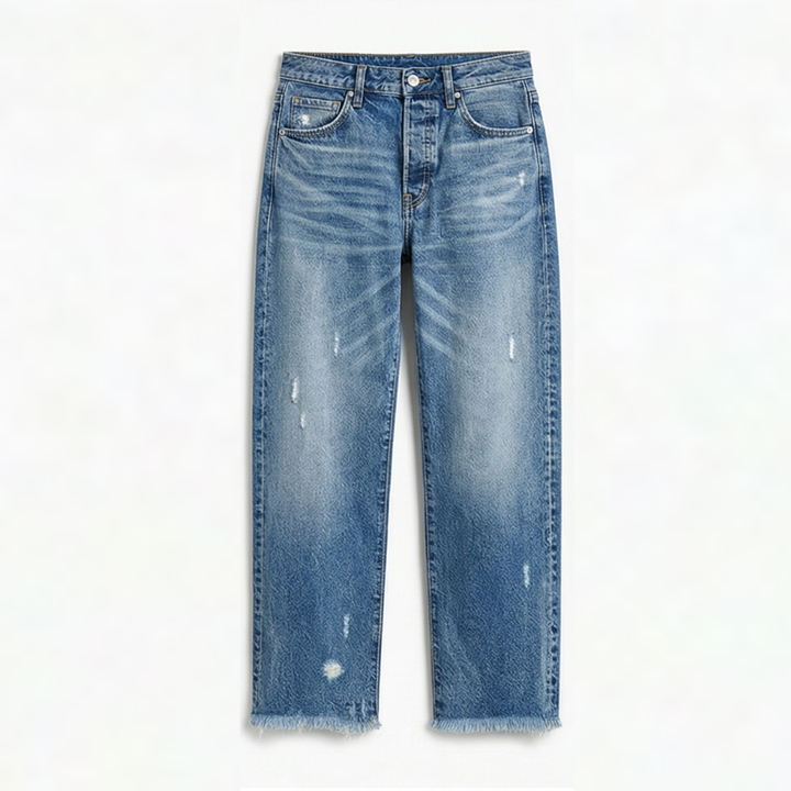 Vivara™ – Vintage-inspired, cropped straight-leg jeans with fringe