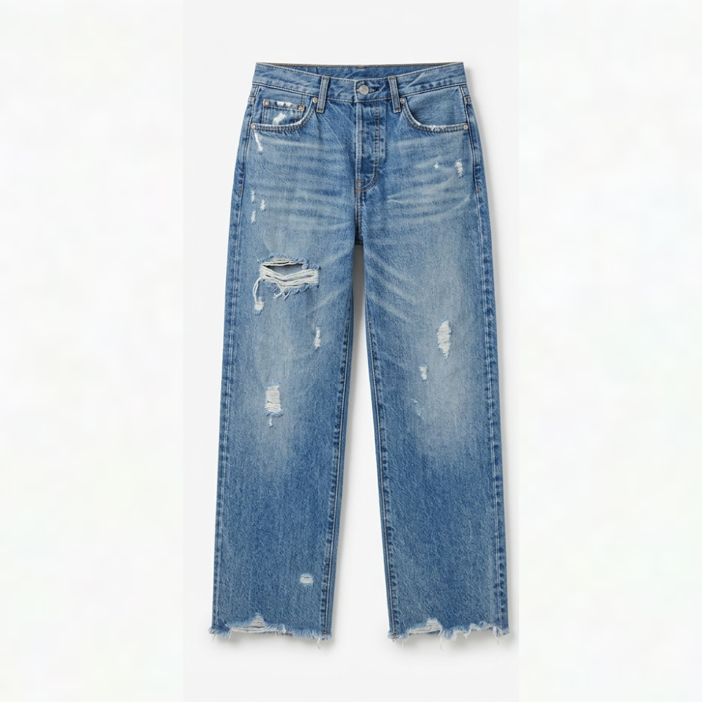 Vivara™ – Vintage-inspired, cropped straight-leg jeans with fringe