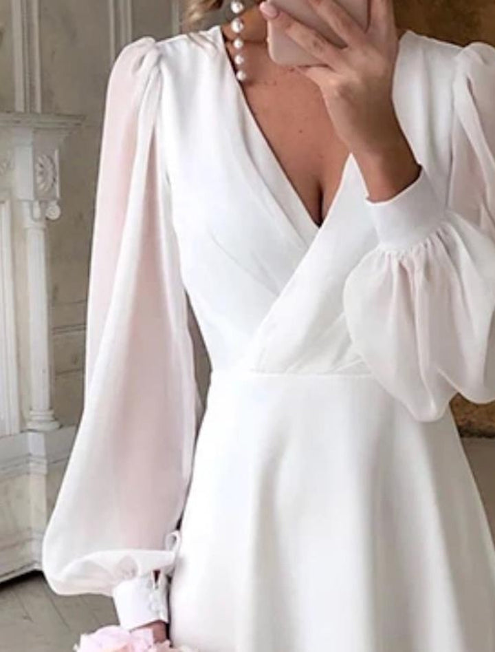 Elegant Women's Midi Wedding Dress