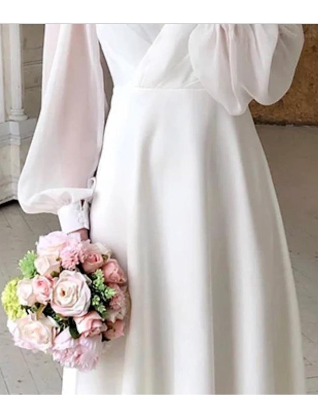Elegant Women's Midi Wedding Dress