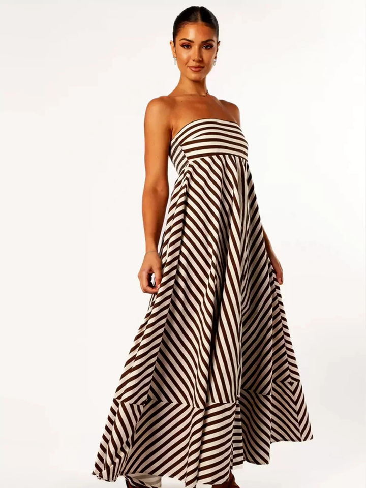 Margaux | Damen Gestreiftes Maxikleid