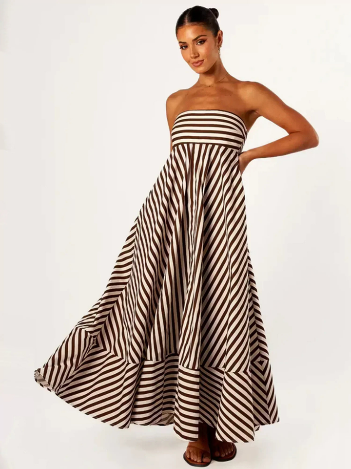 Margaux | Damen Gestreiftes Maxikleid