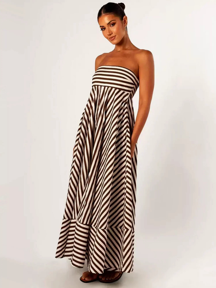 Margaux | Damen Gestreiftes Maxikleid