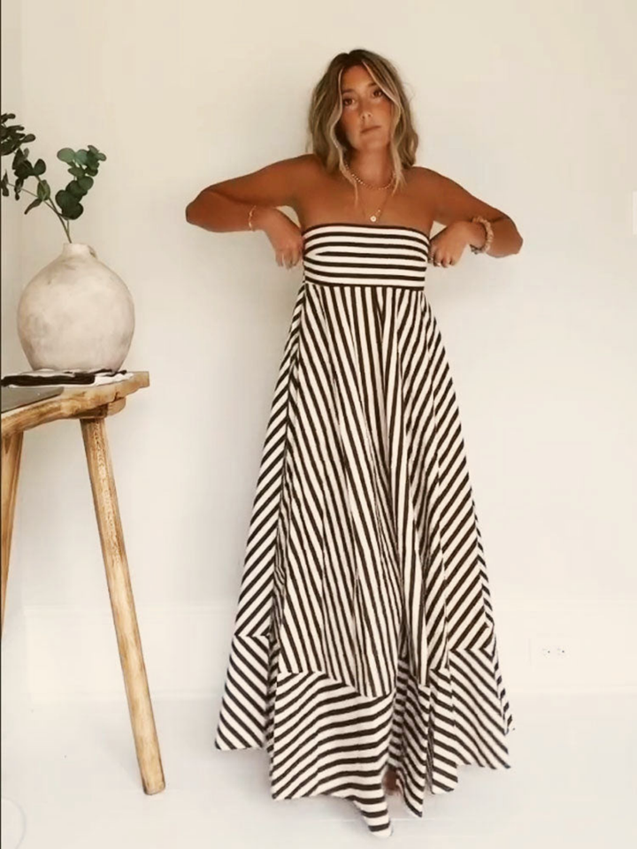 Margaux | Damen Gestreiftes Maxikleid