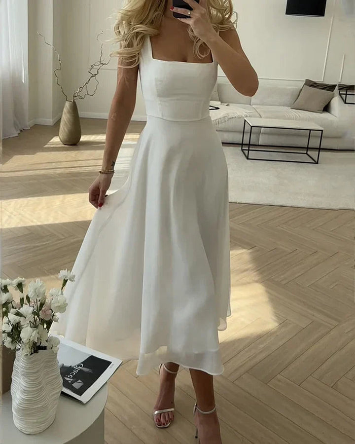 Damen Ärmelloses Maxikleid mit Quadrat-Ausschnitt