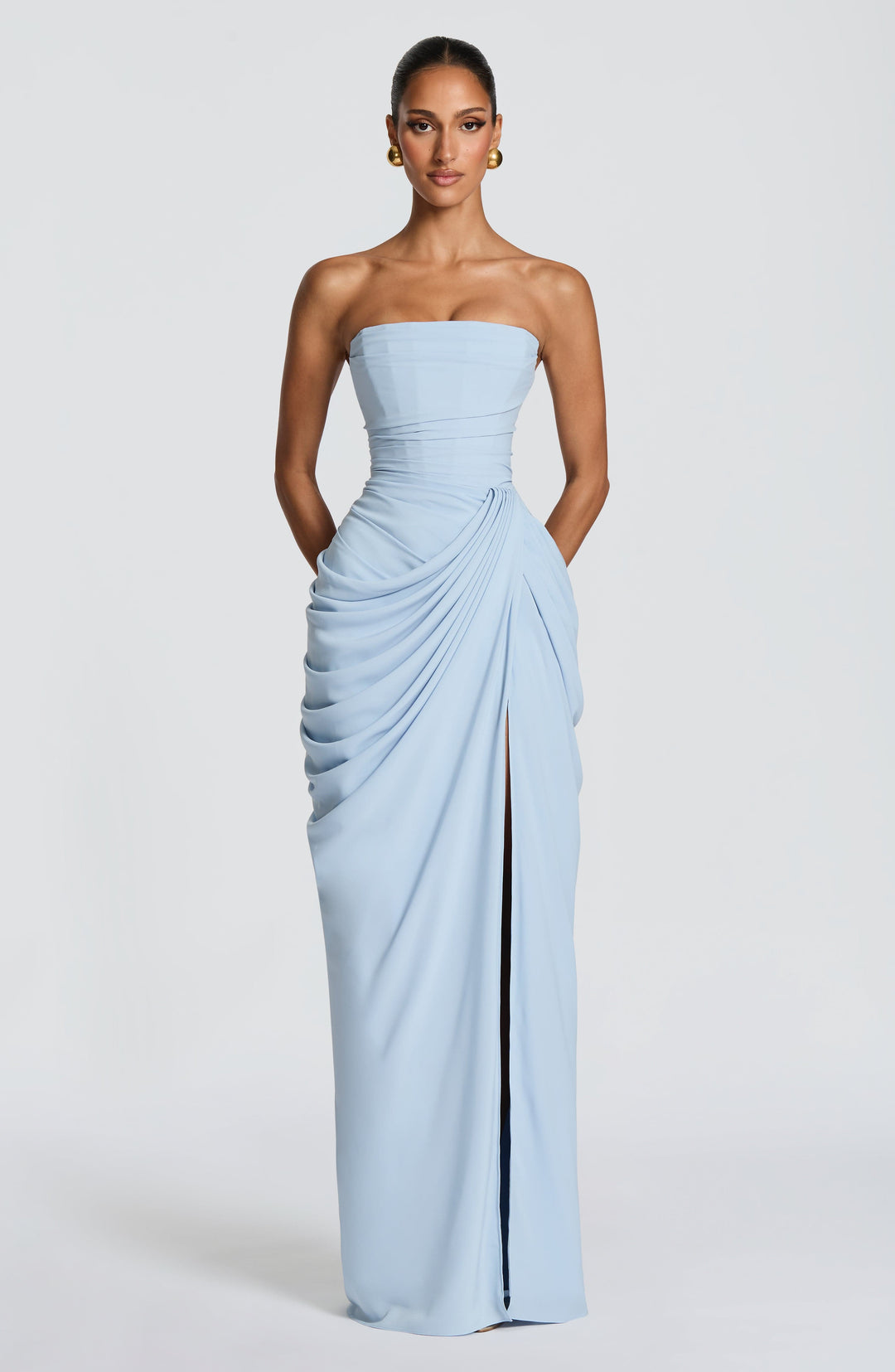Olivia | Damen-Maxikleid mit Schnürung und seitlichem Schlitz