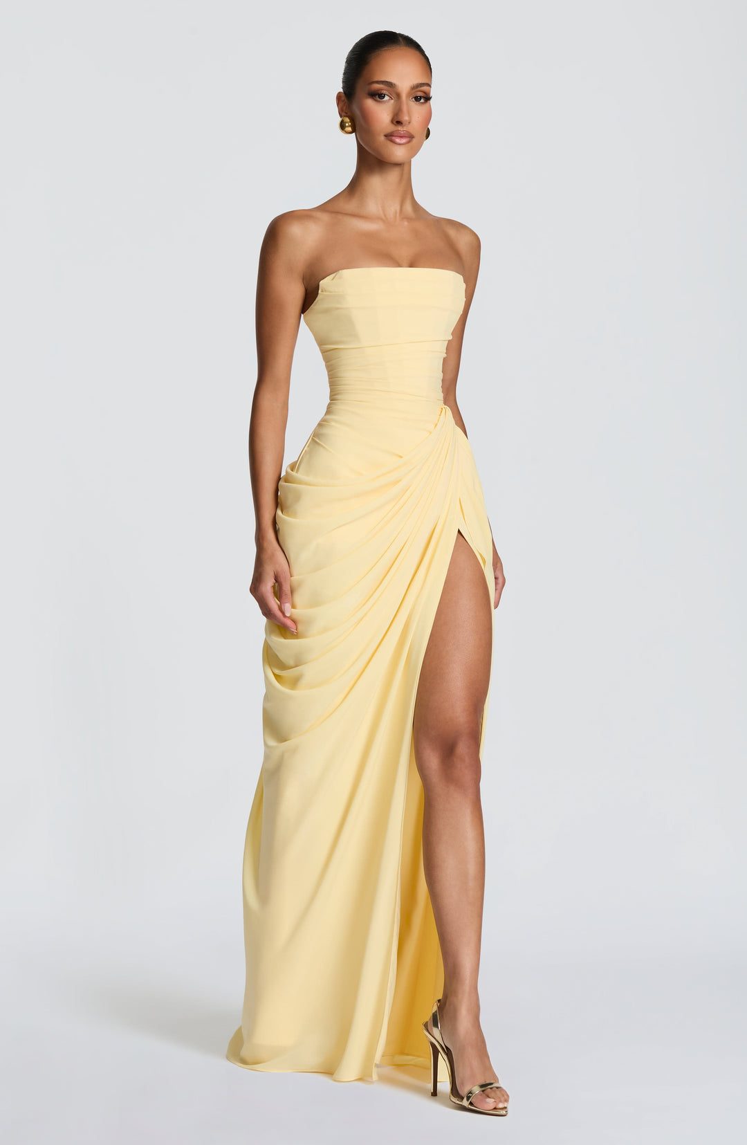 Olivia | Damen-Maxikleid mit Schnürung und seitlichem Schlitz