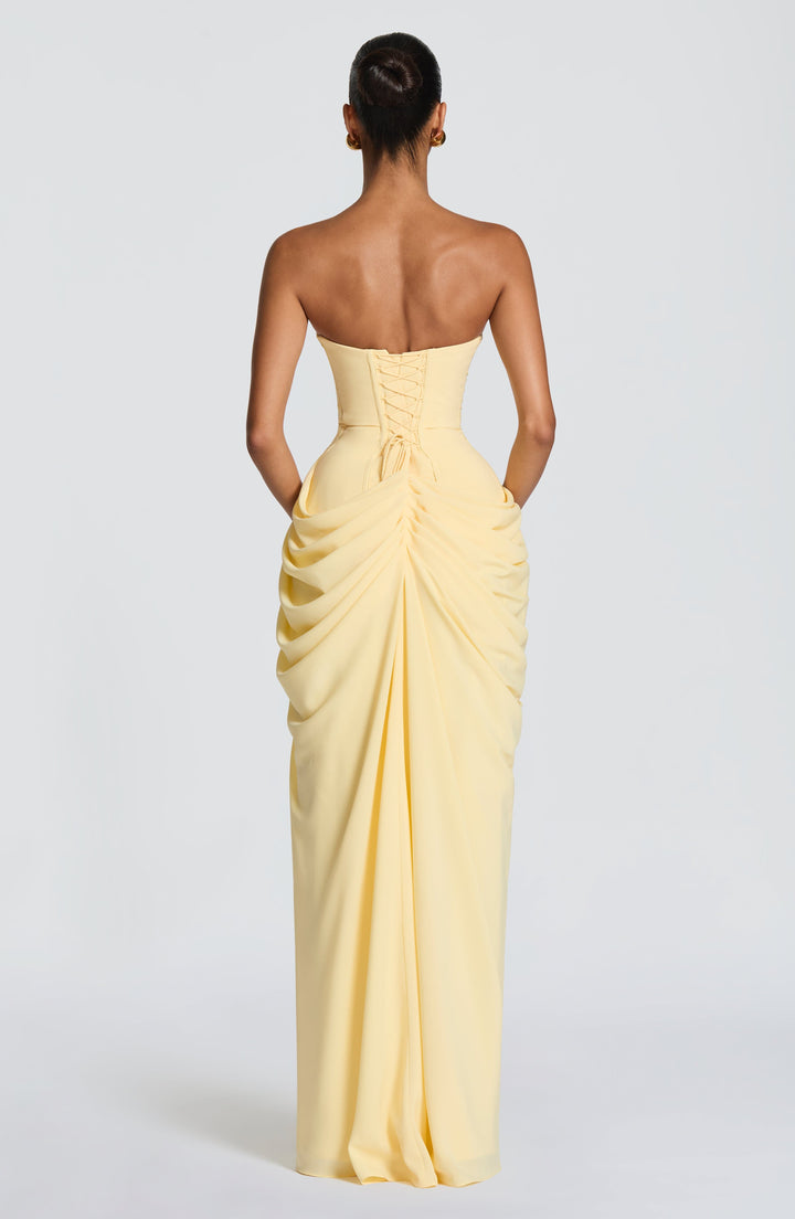 Olivia | Damen-Maxikleid mit Schnürung und seitlichem Schlitz