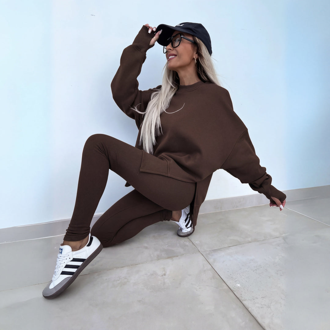 YACHI™ - Relaxed Long-Sleeve Sweatshirt and Pants Ensemble