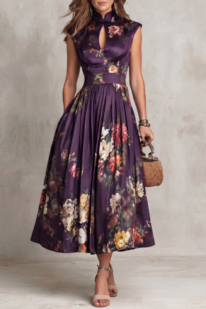 Noirelle | Damen Ärmelloses Blumenkleid Midi