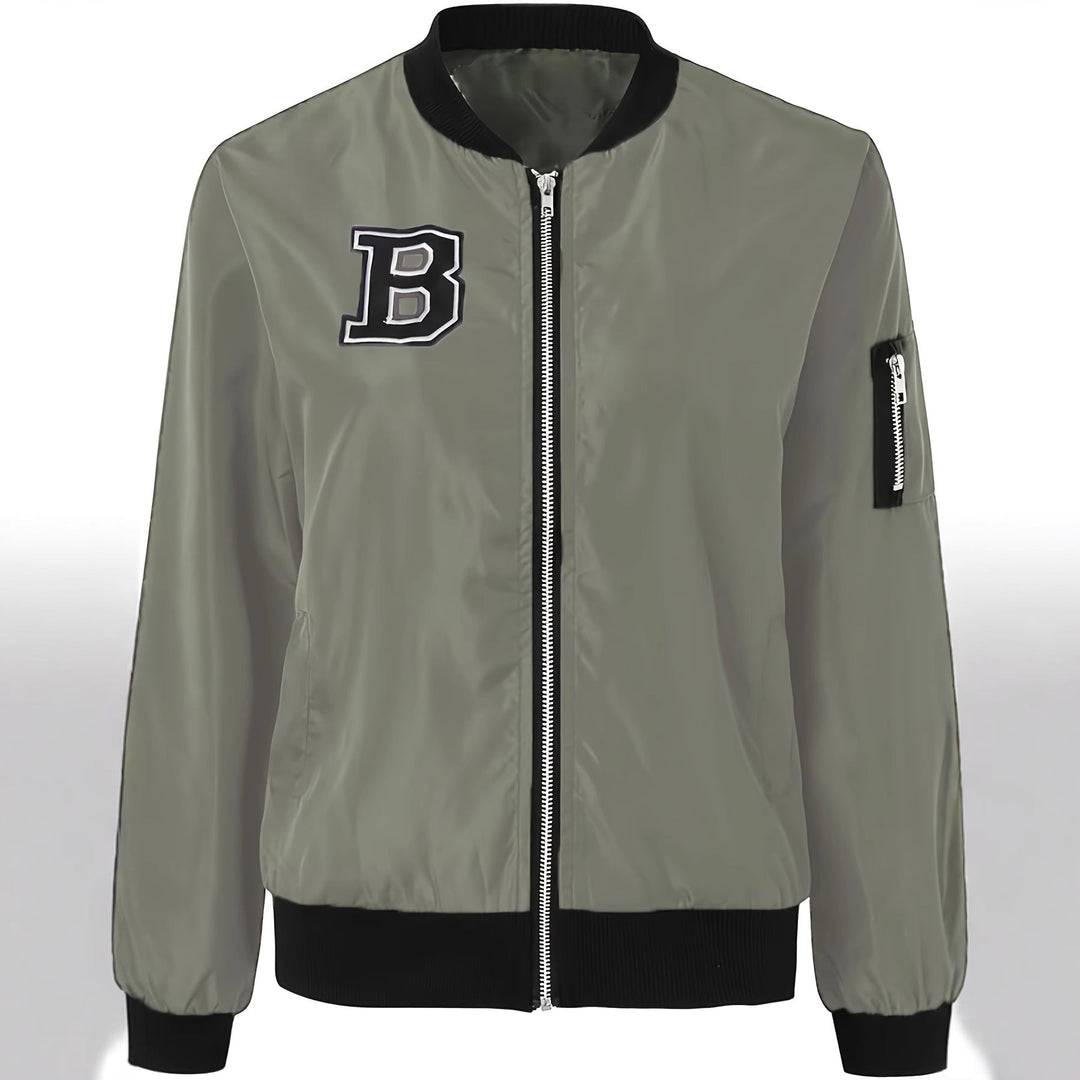 Women's bomber jacket with practical pockets and zipper closure