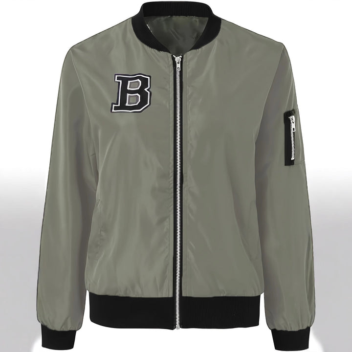 Women's bomber jacket with practical pockets and zipper closure
