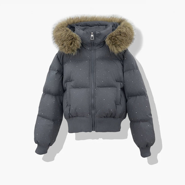Women’s short quilted jacket with detachable hood