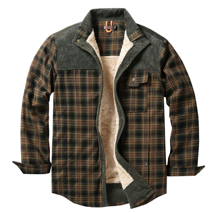 Men's shirt jacket with plaid pattern and pockets