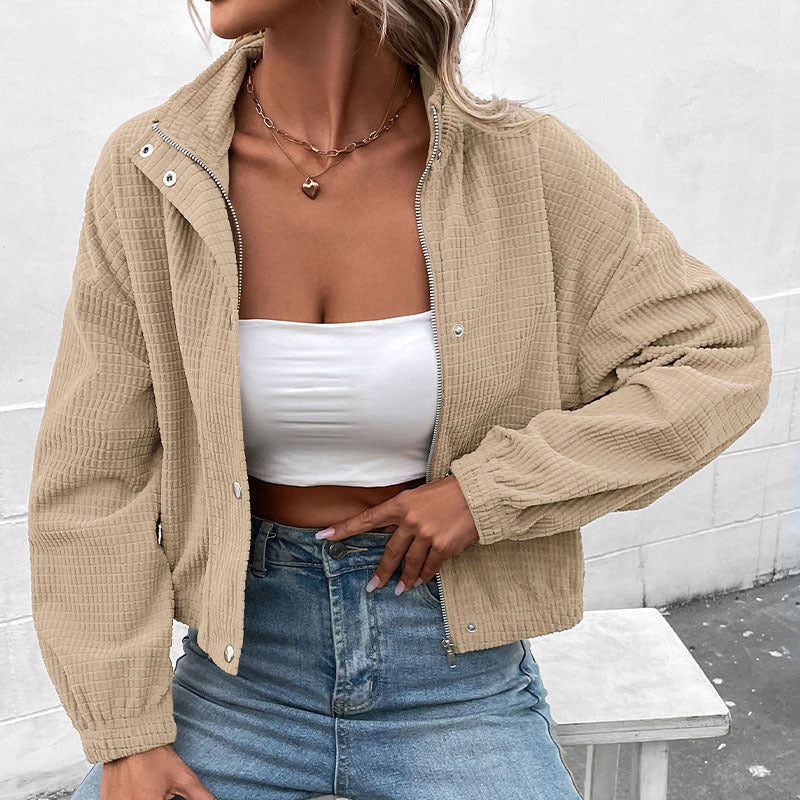 Women’s cropped long-sleeve jacket with pockets