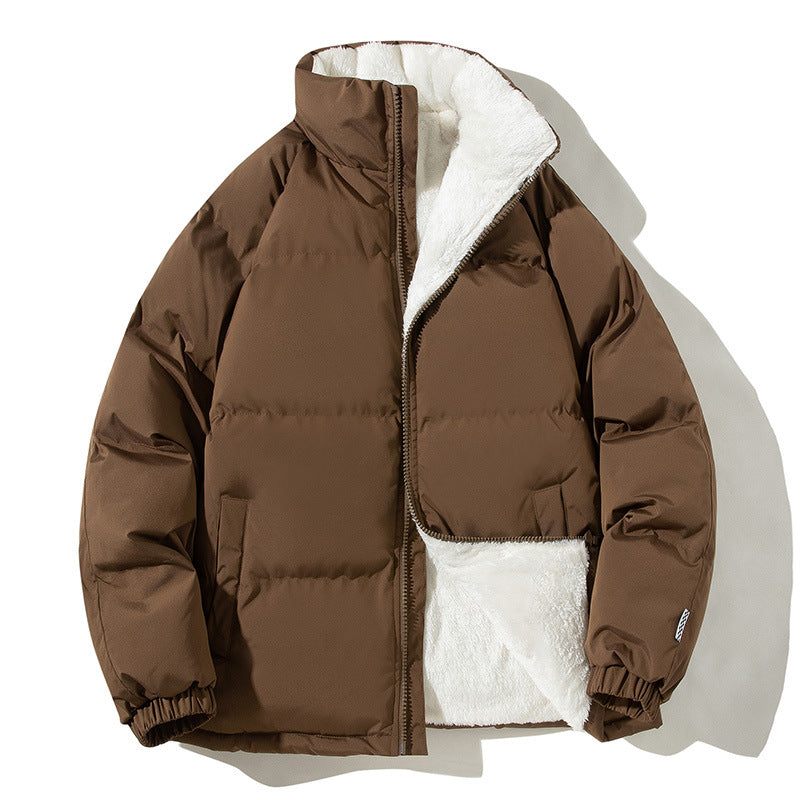 Women’s quilted thermal bomber jacket with teddy lining and a high stand-up collar