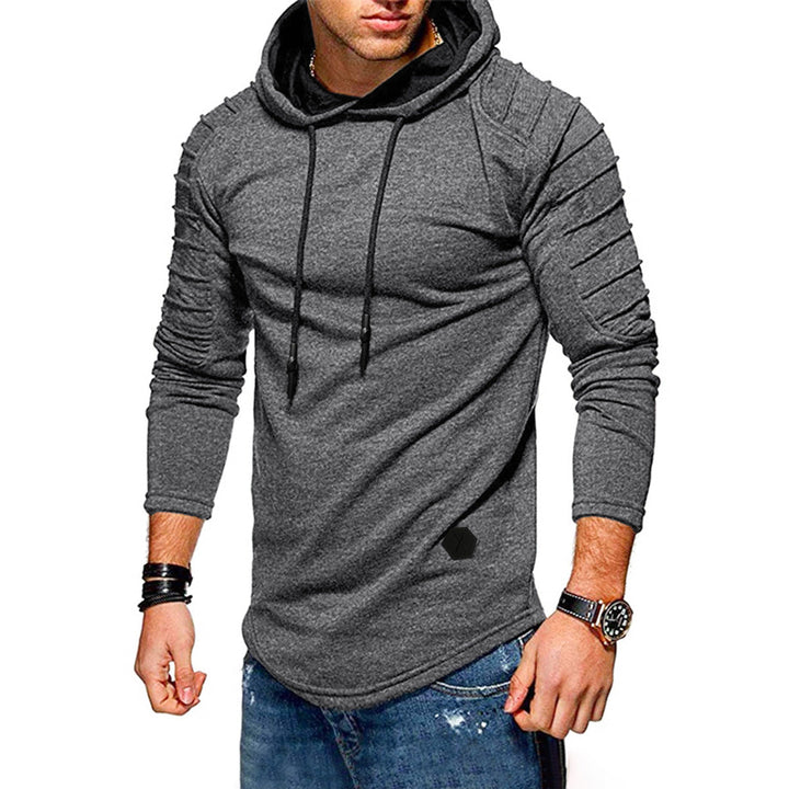 Men's longline hoodie with drawstring and long sleeves