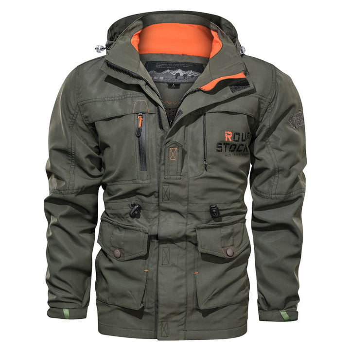 Men’s waterproof and windproof outdoor parka with detachable hood