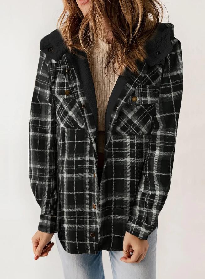 AMELIA™ - Women's Hooded Plaid Flannel Jacket for Autumn and Winter