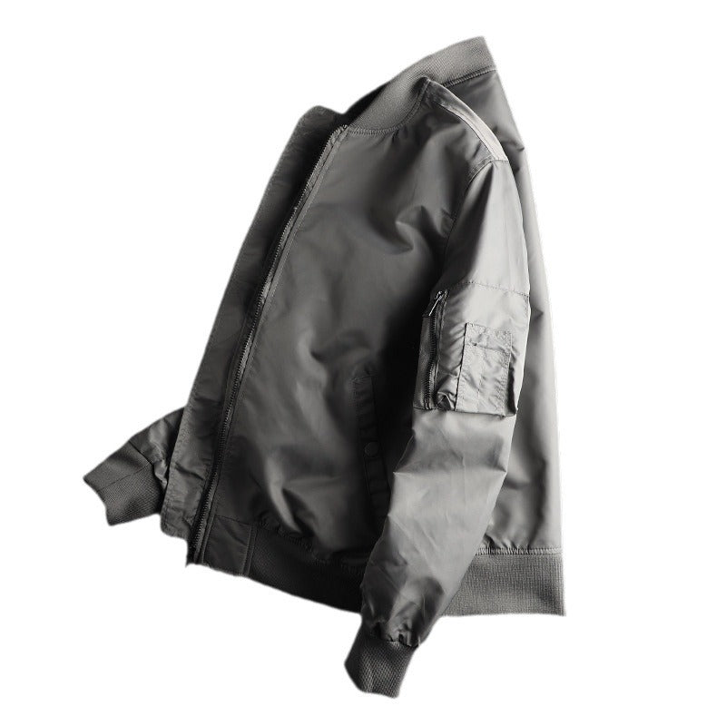 Men’s wind-resistant nylon bomber jacket in MA-1 style with sleeve pocket