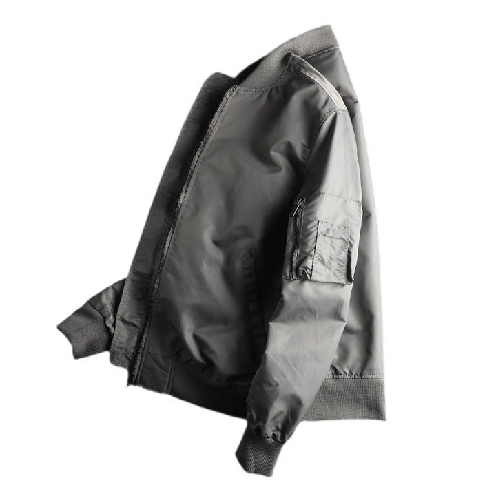 Men’s wind-resistant nylon bomber jacket in MA-1 style with sleeve pocket
