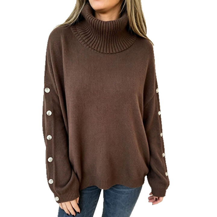 Mara | Women's Oversized Long-Sleeve Turtleneck Sweater with Buttons