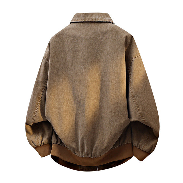Men’s oversized casual bomber jacket with a zipper and stand-up collar