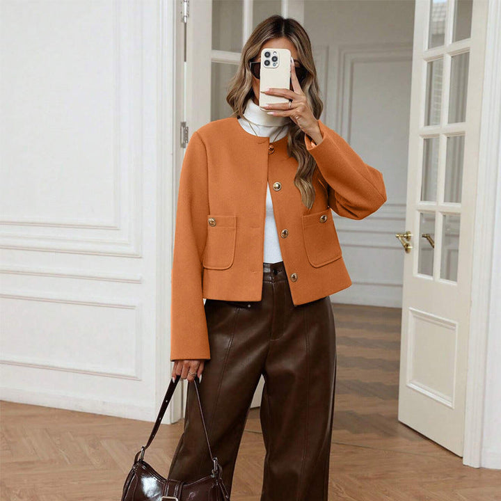 Women's jacket with gold buttons and side pockets