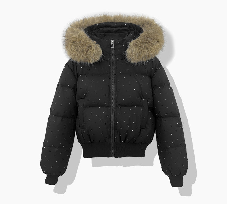 Women’s short quilted jacket with detachable hood