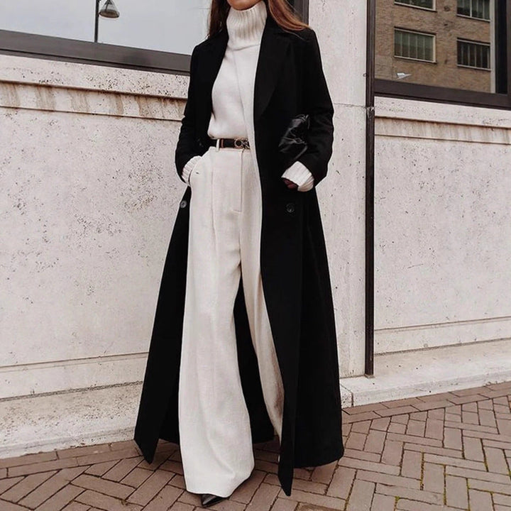 Women's longline long-sleeve coat with pockets