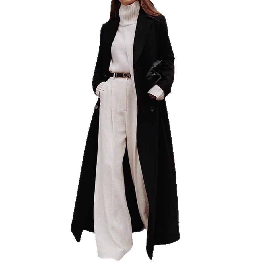 Women's longline long-sleeve coat with pockets