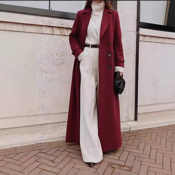 Women's longline long-sleeve coat with pockets