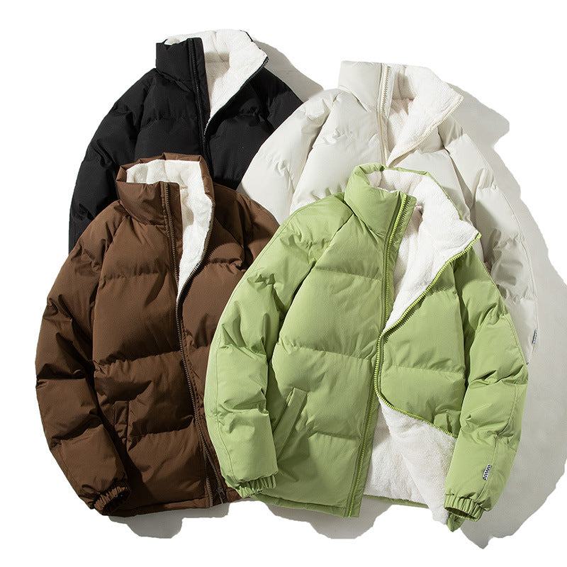 Women’s quilted thermal bomber jacket with teddy lining and a high stand-up collar