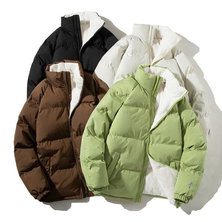 Women’s quilted thermal bomber jacket with teddy lining and a high stand-up collar